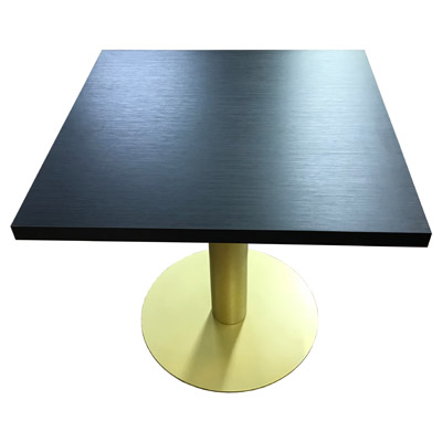 XXL Tisch Gold aus Stahl mit Grundplatte, Bein, Schrauben